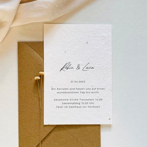 Einpflanzbare Hochzeitseinladung | Muster | Minimalistisch | Schlicht | Hochzeit |  Einladungskarte | Samenkarte | Nachhaltig