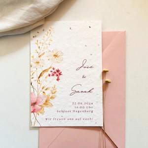 Einpflanzbare Hochzeitseinladung | Muster | Minimalistisch | Wildblumen | Elegant | Hochzeit |  Einladungskarte | Samenkarte | Nachhaltig