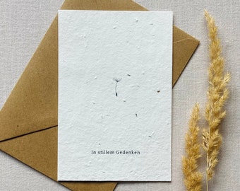 Einpflanzbare Trauerkarte | Beileidskarte | Kondolenzkarte | Samenkarte | Minimalistisch | Nachhaltig | Flugsamen