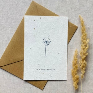 Einpflanzbare Trauerkarte | Beileidskarte | Kondolenzkarte | Samenkarte | Minimalistisch | Nachhaltig | Pusteblume