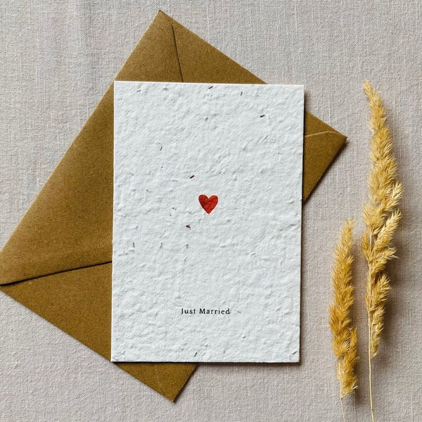 Plantable Wedding Card | Wedding congratulations card | Seed card | heart | Minimalist | Sustainable | Love