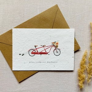 Plantable Wedding Card | Wedding congratulations card | Seed card | Tandem | Minimalist | Sustainable | Love