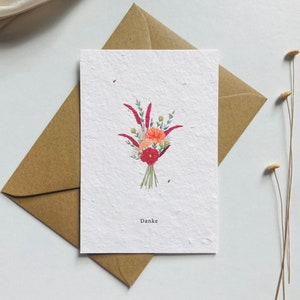 Einpflanzbare Dankeskarte | Samenkarte | Minimalistisch | Nachhaltig | Geburtstag | Blumenstrauß | Danke