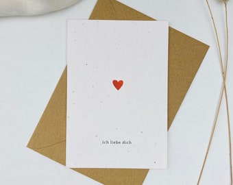 Einpflanzbare Liebes-Karte | Samenkarte | Minimalistisch | Liebe | Valentinstag | Herz