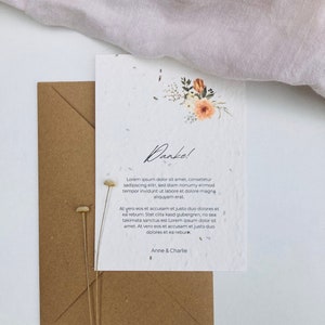 Einpflanzbare Dankeskarte für Hochzeit | Muster | Danksagung | Danksagungskarte | Samenkarte | Herbstbouquet | Minimalistisch | Nachhaltig