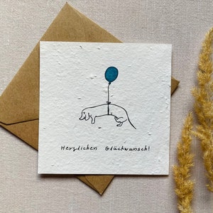 Einpflanzbare Geburtstagskarte | Samenkarte | Minimalistisch | Tiere | Hund | Dackel | Katze | Lama | Ente
