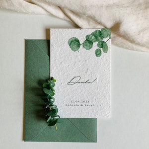 Einpflanzbare Dankeskarte für Hochzeit | Muster | Danksagung | Danksagungskarte | Samenkarte | Eukalyptus | Greenery | Nachhaltig