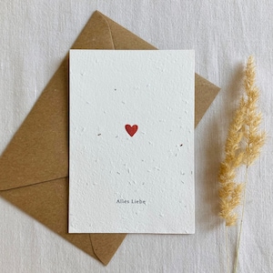 Plantable greeting card | Seed card | Minimalist | Sustainable | birthday | Heart