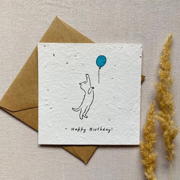 Einpflanzbare Geburtstagskarte | Glückwunschkarte | Samenkarte | Minimalistisch | Tiere | Katze