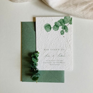 Einpflanzbare Hochzeitseinladung | Muster | Eukalyptus | Greenery | Hochzeit |  Einladungskarte | Samenkarte | Minimalistisch | Nachhaltig