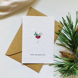 Einpflanzbares Kartenset Weihnachten Vier Weihnachtskarten Handgemacht Karten Kaktus Hund Wein Wichtel Nachhaltig Geschenk Bild 4