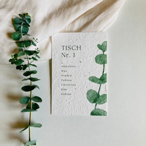 Einpflanzbarer Sitzplan | Muster | Eukalyptus | Greenery | Hochzeit | Tischkarte | Samenkarte | Minimalistisch | Nachhaltig