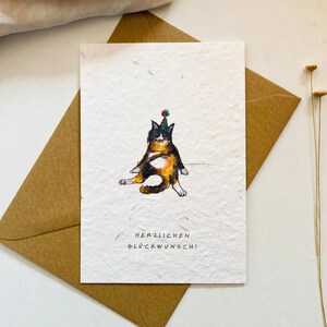 Einpflanzbare Geburtstagskarte mit Katzengras | Glückwunschkarte | Samenkarte | Minimalistisch | Geschenk | Katze