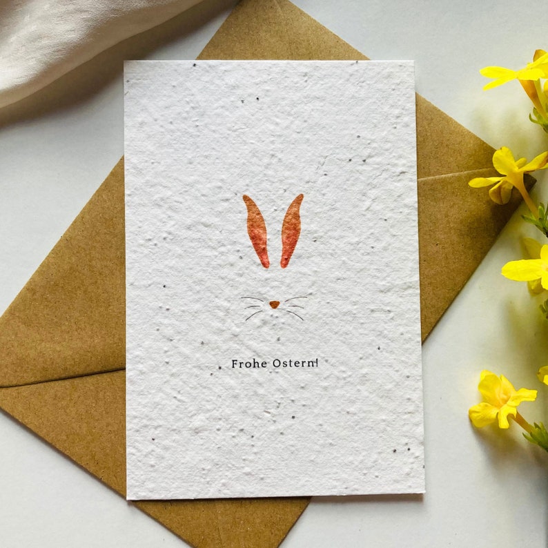 Plantable Easter card set Two Easter cards Seed card Handmade Cards Easter Minimalist Sustainable Easter gift image 2