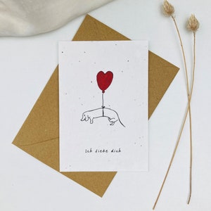 Einpflanzbare Valentinskarte | Ich liebe dich | Minimalistisch | Liebe | Valentinstag | Hund | Dackel