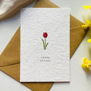 Einpflanzbare Karte Ostern | Osterkarte  | Samenkarte | Handgemacht | Ostertulpe | Minimalistisch | Nachhaltig | Ostergeschenk