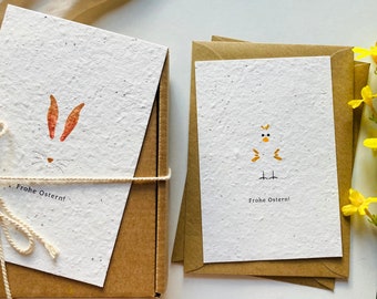 Plantable Easter card set | Two Easter cards | Seed card | Handmade | Cards Easter | Minimalist | Sustainable | Easter gift