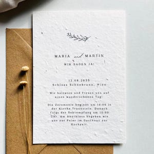 Einpflanzbare Hochzeitseinladung | Muster | Minimalistisch | Schlicht | Hochzeit |  Einladungskarte | Samenkarte | Nachhaltig | Vintage
