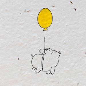 Einpflanzbare Geburtstagskarte Samenkarte Minimalistisch Nachhaltig Geburtstag Schwein Lustig Süß Bild 2