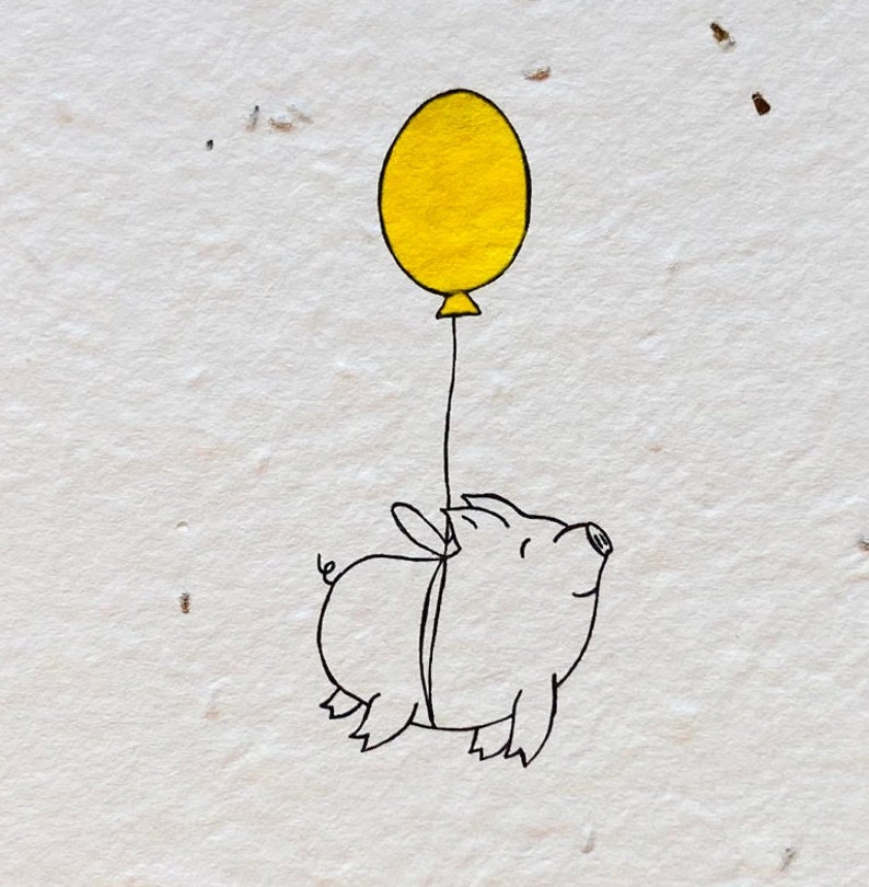 Einpflanzbare Geburtstagskarte Samenkarte Minimalistisch Nachhaltig Geburtstag Schwein Lustig Süß Bild 2