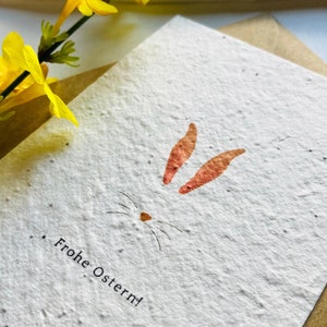 Einpflanzbares Kartenset Ostern Zwei Osterkarten Samenkarte Handgemacht Karten Ostern Minimalistisch Nachhaltig Ostergeschenk Bild 3