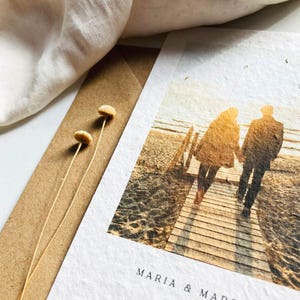 Einpflanzbare Hochzeitseinladung | Muster | Foto  | Hochzeit |  Einladungskarte | Samenkarte | Minimalistisch | Nachhaltig