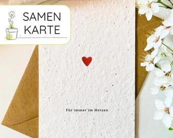 Trauerkarte "Herz"  | Einpflanzbare Beileidskarte | Samenkarte | Kondolenzkarte