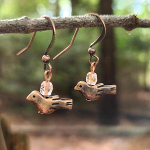 Bird Earrings, Copper Bird Earrings, Handmade Earrings
