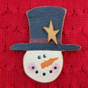 Snowman Pin, Snowman Brooch, Christmas Pin, Handmade Jewelry