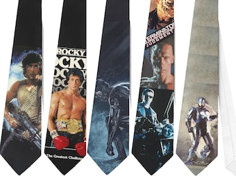 Necktie Rambo Terminator Robocop OCP Rocky 3 Skynet Halloween 80s Action Cosplay