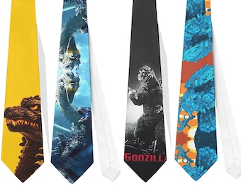 Necktie Godzilla Kaiju Ocean Ghidorah Shin Monster Japanese Tie Cosplay Tokusatsu