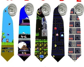 Necktie Bob Retro Games Duck Hunt Karateka Contra Joystick Controller Pixels Cosplay