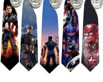 Necktie Captain America Steve Rogers Capitan Army Classic Action Cosplay