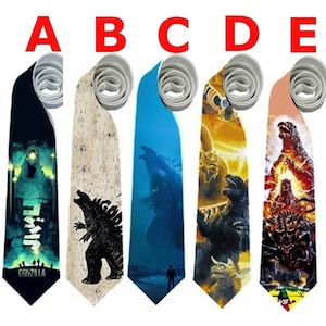 Necktie Godzilla Kaiju Ocean Mothra Anguirus Ghidorah Smog Rodan Hedorah Monster Japanese Tie Cosplay Tokusatsu