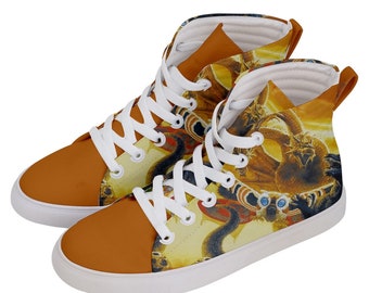 Hi-Top Skate Sneakers Godzilla Ghidorah Mothra Gojira kaiju ocean three headed monster all sizes READ the DESCRIPTION
