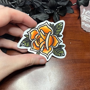 Traditional Yellow Rose Waterproof Sticker