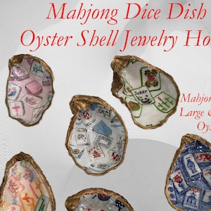 Mahjong Oyster Shell Dice Dish, Jewelry Holder, Handcrafted Seashell Tray, Vanity Decor