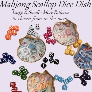 Mahjong Dice Dish | Scallop Shell | Ring Tray | Jewelry & Dice Holder | Handcrafted Seashell Gift