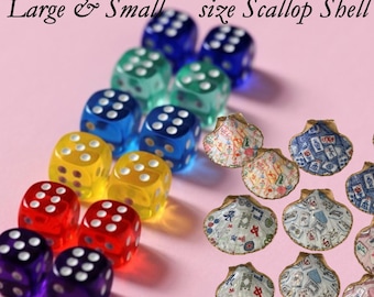 Mahjong Scallop Dice Dish, Mahj Decoupaged Jewelry Tray, Handmade Seashell Ring Holder - Dish