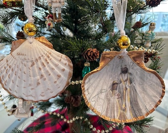 Scallop Shell Ornament | Coastal Christmas Decor | Seashell Holiday Decoration
