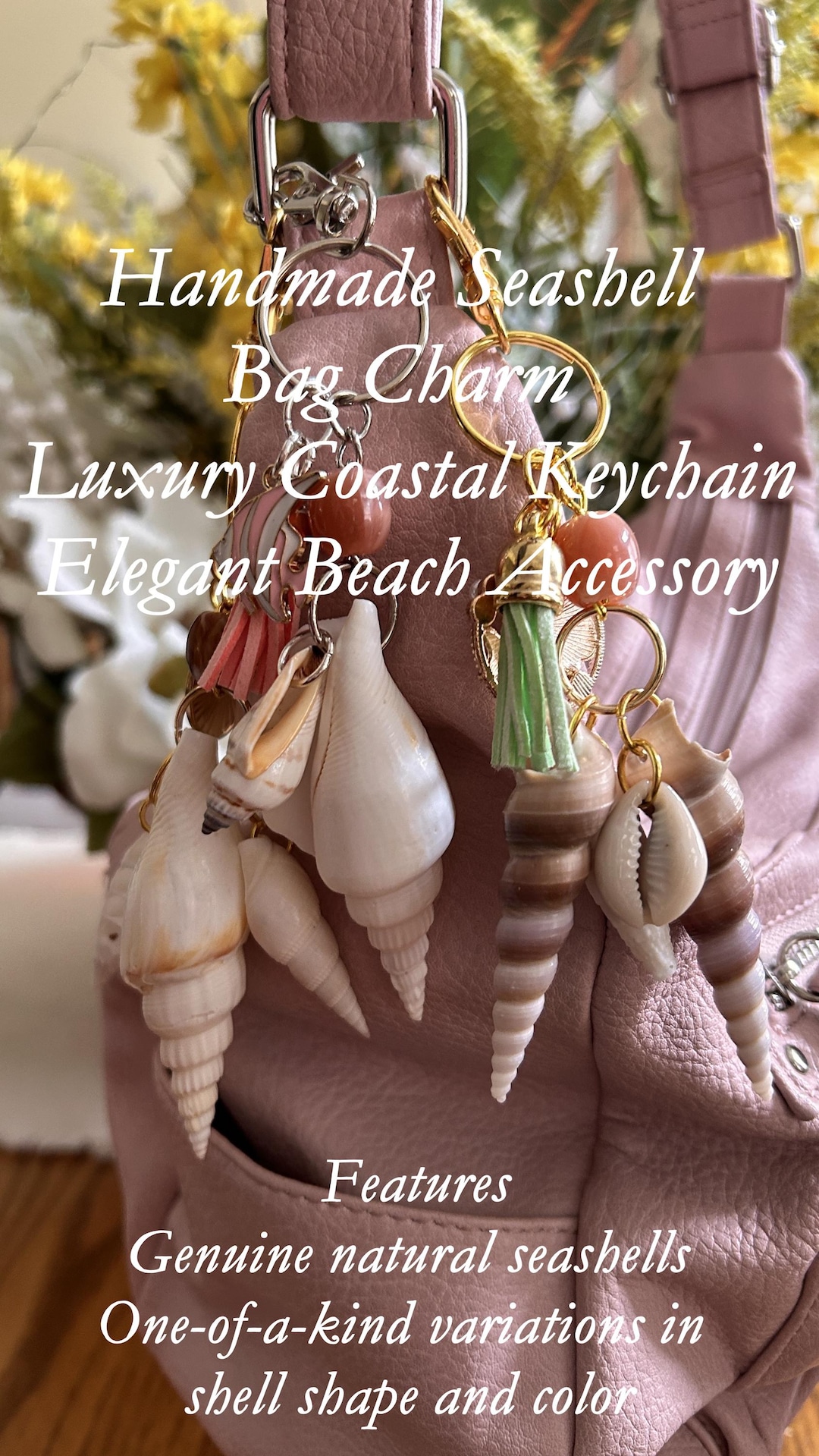 Seasshell Accessory Handmade Seashell Bag Charm, Coastal Keychain, Beach Accessory - Etsy