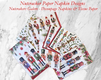 Nutcracker Design Napkins for Decoupage: Seashell Crafts & DIY Decor, Christmas Theme Paper