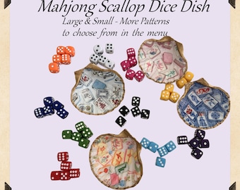 Mahjong Dice Dish | Scallop Shell | Ring Tray | Jewelry & Dice Holder | Handcrafted Seashell Gift
