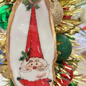 Santa Oyster Shell Christmas Ornament–Handcrafted Coastal Holiday Decor  Christmas Oyster, Coastal Christmas, Seashell Gift, Santa Ornament