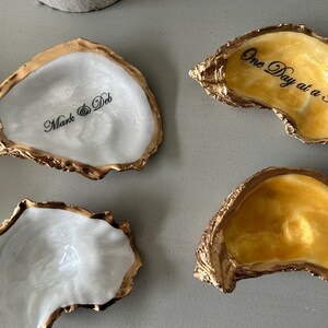 Pearl White Oyster Ring Dish, Gold Oyster Ring Dish, Trinket Dish, Oyster Engagement Ring Dish, Hostess Gift, Beachy Wedding Favor, Coastal
