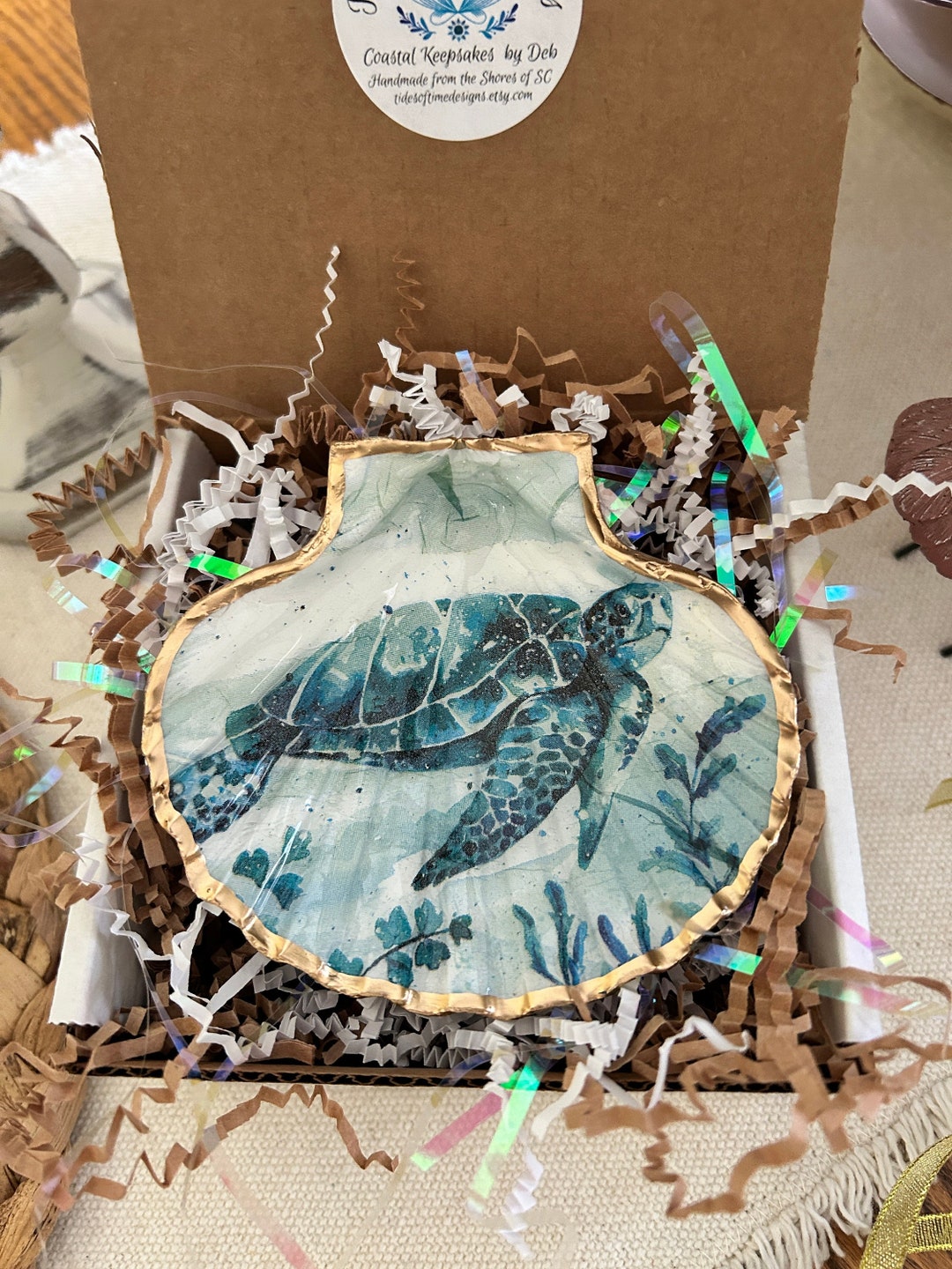Scallop Shell Ring Dish: Turtle Coastal Decor, Beach Wedding Present - Etsy