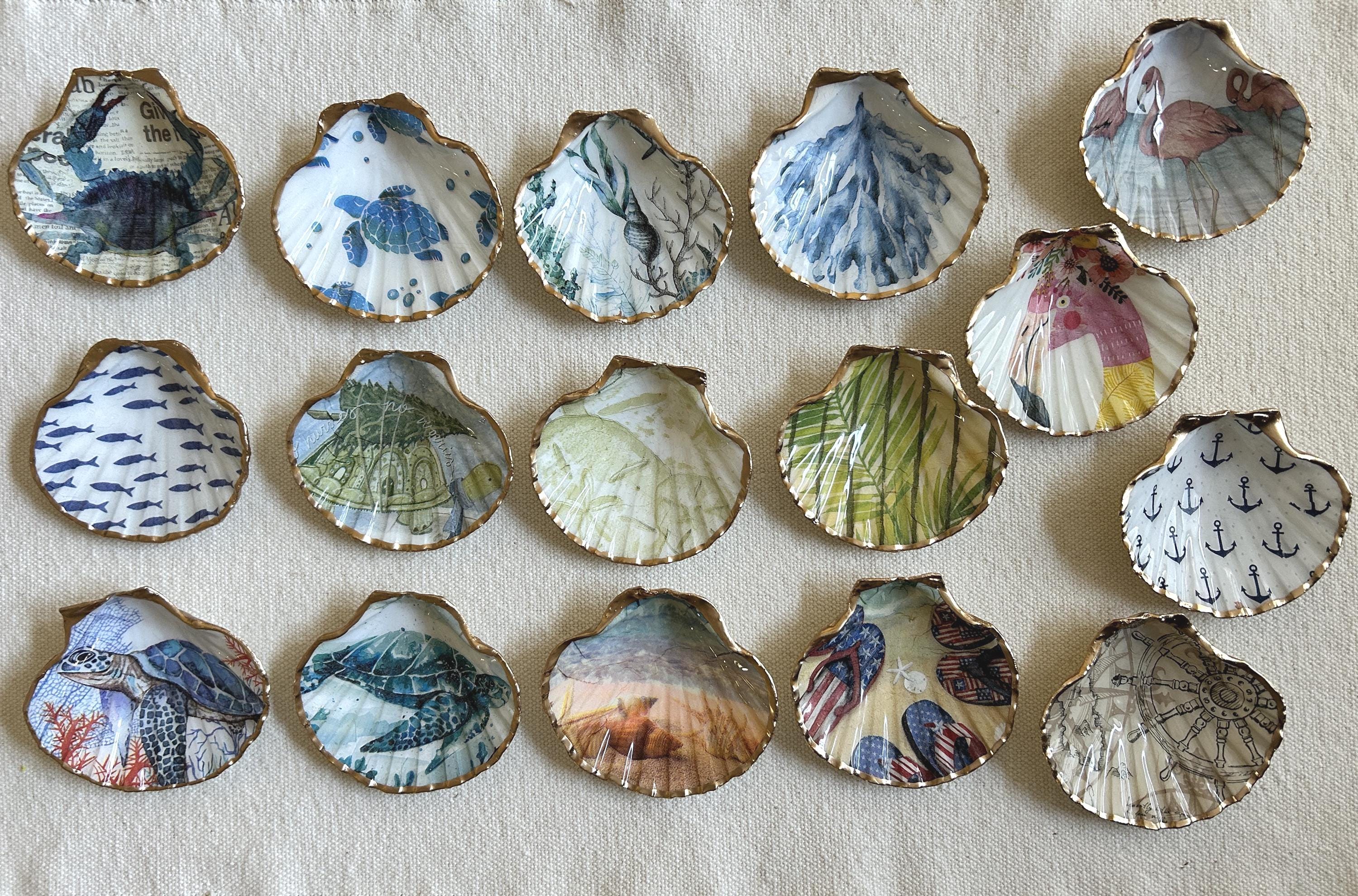 Scallop Shell Ring Dish, Jewelry tray, Shell Ring Dish, Seashell Ring Holder, Nautical Wedding Favor, Vanity Ring Dish, Trinket Dish, Beachy