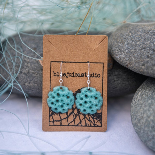 Seafoam Earrings made from 100% Recycled Fishing Net and Sterling Silver