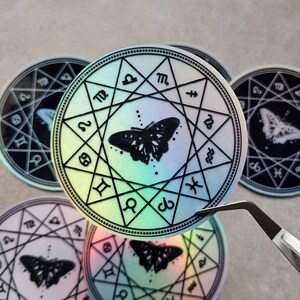 Holographic Zodiac Sticker: Celestial Butterfly Astrology Decal