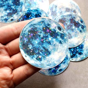 Moon Holographic Sticker- Lunar Decal for Laptops, Kindles, Water Bottles and Celestial Vinyl Gift